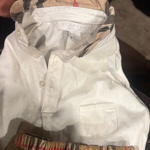 Burberry White and Tan Kids One Piece